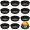 WOPPLXY Lot de 12 mini moules à tarte 12 cm – 12 cm – Moule à tarte à fond amovible – Mini moules à tartelettes en acier carbone anti-adhésif – Mini moules individuels pour tarte, flan, quiche,