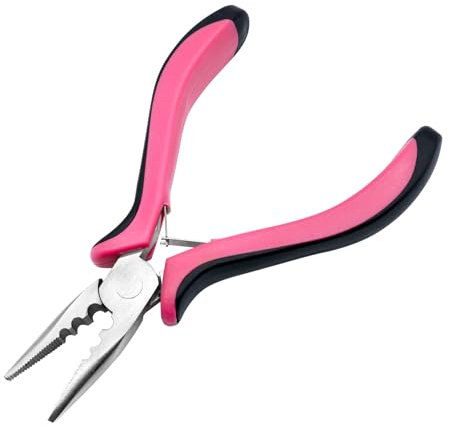 Ainkou Hair Extension Pliers 3-Hole Mini Hair Extension Tool for Micro and Nano Ring Hair Extensions (Pink)
