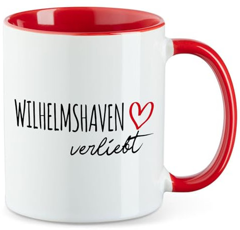 Huuraa Teetasse Wilhelmshaven verliebt Geschenk 330ml Rot Wilhelmshaven Präsent