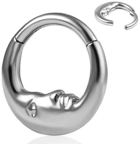 Vankula Septum Piercing Ring G23 Titanium Hinged Segment Clicker 10mm 16g Nasenpiercing Helix Rook Daith Tragus Piercing Schmuck für Frauen und Männer Silber
