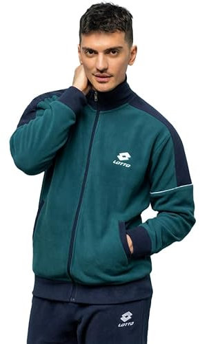 Lotto Tuta Pile Uomo Calda Invernale Stile Sportivo - Tuta Relax Uomo Molto Calda Taglie S M L XL XXL in Pile con Zip (IT, Testo, S, Regular, Regular, Verde Bosco 221)
