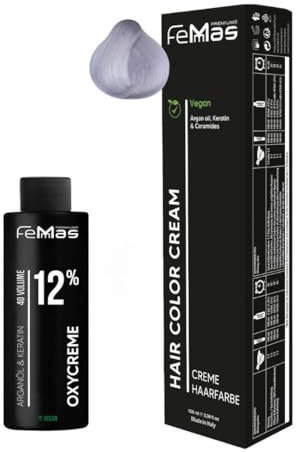 Femmas Haarfarbe Set Superaufheller Ultra Violett 902 S I Hair Color Cream 100ml + Oxycreme 100ml 12% I Permanente Haar-Coloration + Entwickler I Schonend & langanhaltend I Salon-Haarfarbe für Zuhause