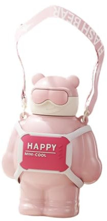 LOVIVER Botella de agua aislada Botella de bebida para beber para jarra de agua infantil con correa ajustable, Rosa