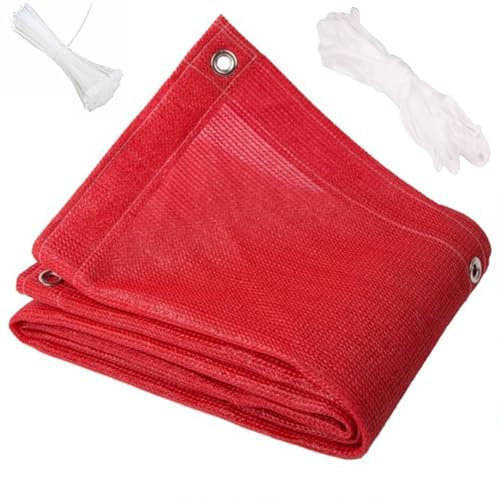 HEFJIAYCIQ 90% Toile D'ombrage pour Le Jardin, HDPE Filet D'ombrage Respirant pour La Protection Contre La Chaleur, pour Le Patio, La Pergola, La Cour, L'abri De Voiture,Rouge,3x3m