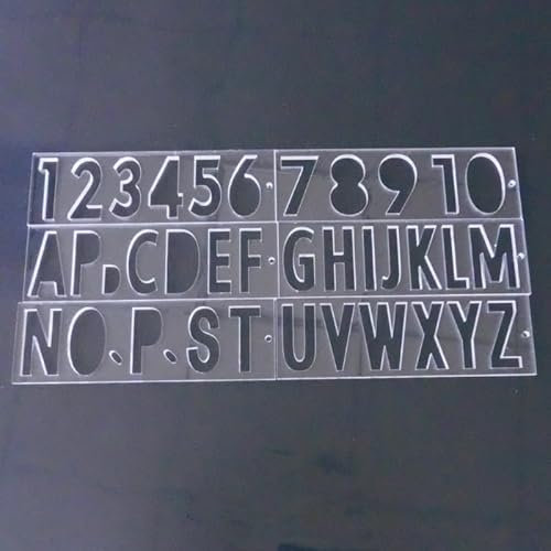 Kingria Uppercase Letter and Number Router Template for Woodworking 1/4'' Thick DIY Sign Making Clear Plastic Acrylic Inlay Templates Set