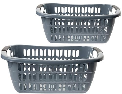 Set di 2 grandi vasche per la biancheria, grigio, 55 x 37 x 20 cm: il tuo tuttofare per ordine e comfort
