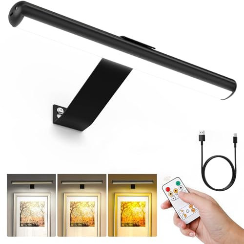 Moorstdel Wireless Picture Lights for Wall, 4400mAh Battery Operated Wall Lights Rechargeable, Wall Light with Remote Control for Artworks, Battery Powered Dartboard Light
