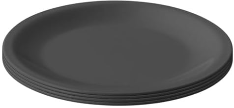 Engelland - 4er Set Kunststoff-Teller, Anthrazit, Ø 23,5 cm, flach, bruchfest, wiederverwendbar, Mehrweg, Plastikteller, mikrowellen- & spülmaschinenfest, BPA-frei, Camping, Picknick, Party