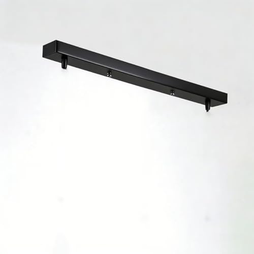 AstrizLamp 2 Fori Rosone Lampadario 40cm Rettangolare Rosetta da Soffitto Nera, Ferro 2 Vie Coprifilo per lampadario Fissaggio a soffitto con accessorio per plafoniere, lampade a sospensione