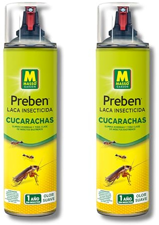 PACK x2 Preben Laca Insecticida contra Cucarachas, Hormigas, Tijeretas y Otros Insectos MUY EFICAZ - Aerosol de 600 ml | Uso en Interior y Exterior | Acción de Contacto hasta 1 año | Nexum Market