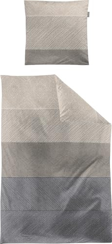Irisette Bettwäsche Edel-Feinbiber Natur-grau Größe 1x 155x220 cm + 1x 80x80 cm