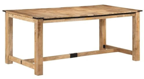 GeenYuu Esstisch 180x90x75 cm Massivholz Mango, Küchen Tisch für Esszimmer, Robuste Tischplatte, Natur Finish, Langlebig
