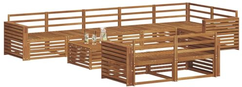 vidaXL Outdoor-Sofagarnitur 9 pcs Natur, Garten, modernes Sofa für draußen, schicke Lounge-Möbel, haltbar und bequem für Deine Terrasse