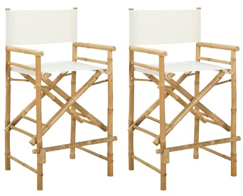vidaXL Klappstuhl für Regisseure 2 pcs Natur Bambus, Moderner, Faltbarer Universalsitz für drinnen und draußen, aus Bambus, stylisches und funktionales Möbel