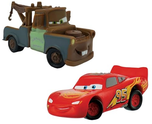 Bullyland Set Disney Cars: Saetta McQueen e Cricchetto, Figurine Dipinte a Mano Senza PVC, Gioco d'Immaginazione, Figure Collezionabili e Cake Design, 3+