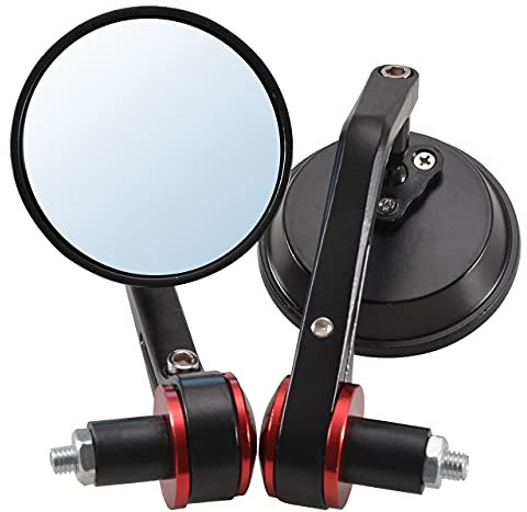TUINCYN 7/8 Zoll 22 MM Motorrad Griffende Rückspiegel Universal Runde Aluminium Rückspiegel Adapter Schwarz (2er Pack)