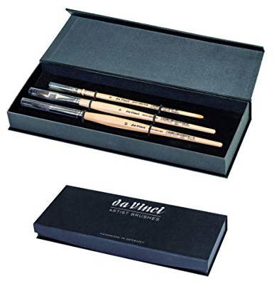 da Vinci Watercolor Series Deluxe Pinselset Petit Gris, Aquarell, Schnappbox-Set Quill Size 0, Round Size 10, Flat Size 10 schwarz
