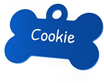 ENGRAVO Hundemarke mit Gravur in Blau 32mm | Knochen Halsbandanhänger personalisiert | Namensschild für Halsband | Anhänger Marke für Hunde, Welpen & Katzen | Dog Tag mit Wunschgravur