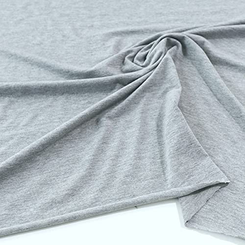 TOLKO 50cm Baumwoll-Jersey für Shirt Kleid Rock | Kleiderstoff Stoff Weich Blickdicht knitterarm elastisch | Stoffe zum Nähen | Jersey Stoff Meterware Baumwollstoff (Hell Grau meliert)