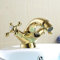 FZHLR Bidet Armatur Europa Art-Goldene Bidet Hahn-Badezimmer Doppelgriff-Einzelnes Loch Badezimmer Gold-Mischbatterien Mit Warmen Und Kalten Hahn-Mischer