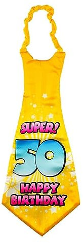 Happium Super Happy Birthday 50 Birthday Krawatte, Zahl 50, Geburtstagspartyzubehör, Party nach Alter 50, Ideen und Dekorationen, lustige Geburtstagsschärpe