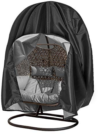 Tocawe Hanging Chair Cover, Waterproof Egg Chair Cover with Drawstring/Zipper for Patio Garden Swing Chair/Hanging Chair/Rocking Chair—Black (200 * 230CM)