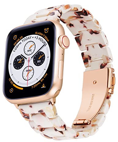BINLUN Bracelet Compatible avec Apple Watch 38mm 40mm 41mm 42mm 44mm 45mm 46mm 49mm pour Femme Résine Band Compatible avec iWatch Séries 10 9 8 7 6 5 4 3 2 1 SE SE2 Ultra en Léger Stylé