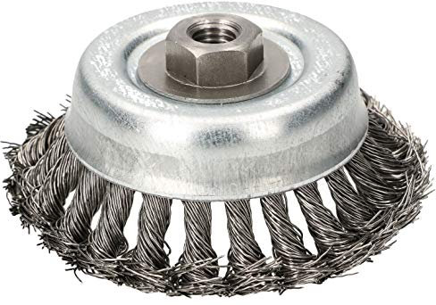KOTARBAU® Cepillo de alambre trenzado 120mm, Cepillo de copa con alambre, Rosca M14, Cepillo para amoladoras angulares, Apto para metal y piedra, Cepillo de vaso para eliminar musgo, suciedad y óxido