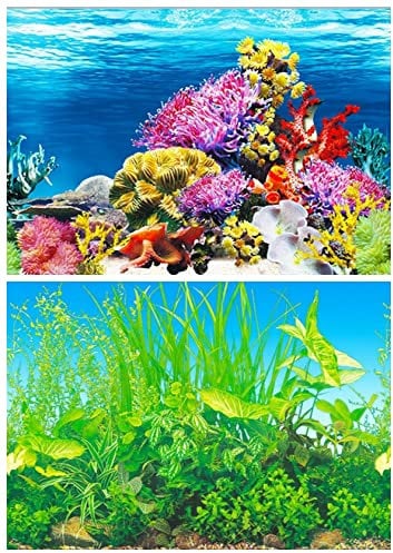 KAIBEIYUAN Aquarium Background Coral Glass Sticker Double-Side Scenery Aquarium Sticker PVC Self Adhesive Sticker for Reptile Box Fish Tank Wall Picture Decoration