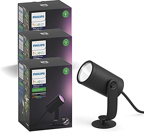 Philips Hue ext. spike noir 1x8W 24V (Triple Pack) Extension: Éclairage d’extérieur connecté, Compatible avec Alexa, Google Assistant et Apple HomeKit
