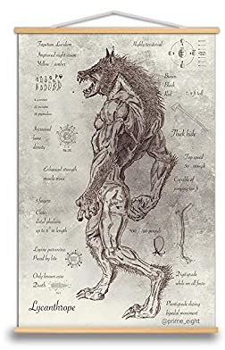HJKLP Werwolf Poster Und Kunstdrucke Vintage Wand Bilder Moderne Leinwand Werwolf Bild Home Office Wohnzimmer Wanddekoration Bild 50x75cm Ohne Rahmen