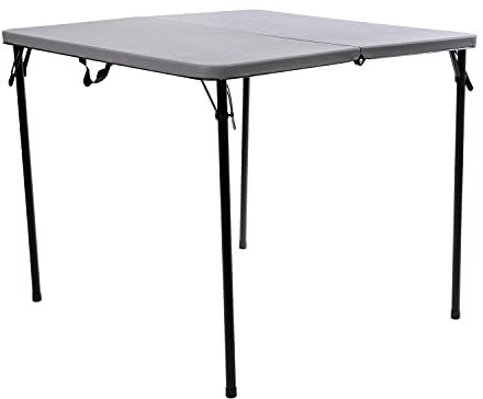 Flash Furniture Dunham quadratischer Veranstaltungstisch aus Kunststoff mit Tragegriff, zusammenklappbar, tragbar, für Veranstaltungen im Innen- und Außenbereich, 7 cm, Grau