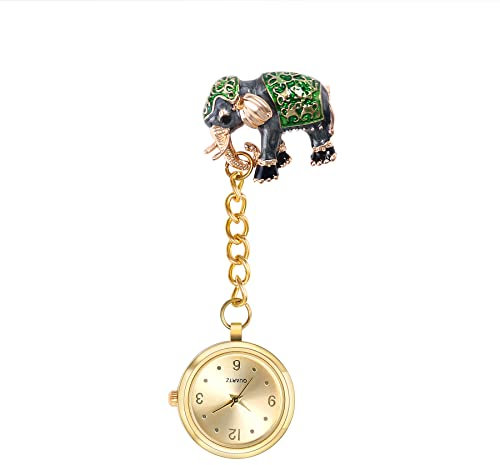 Avaner Krankenschwesteruhr Specht Eule Pflegeruhr Analog Quarzwerk FOB Pulsuhr Ansteckuhr Pfau Schmetterling Elefant Schwesternuhren mit Pin/Clip Set Arzt Doktor Medical Taschenuhr