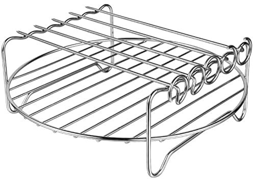 Ruluti Air Fryer Double Layer Rack Replaceable Kitchen Accessory BBQ Rack Double Layer Skewers Baking Tray for Air Fryer
