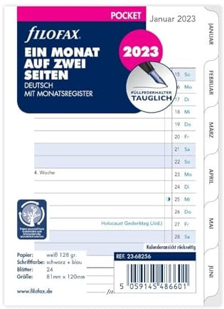 Filofax Pocket 1Mo/2S tabbed (deutsch)2023