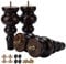 Btowin 9 inch / 22cm Solid Wood Furniture Legs, 4Pcs Large Turned Walnut Wooden Bun Feet with Threaded M8 Hanger Bolts & Mounting Plate & Screws for Sofa Couch Ottoman TV Stand Bed