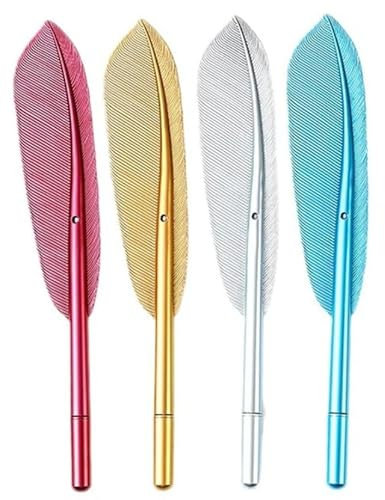 Zeayebsr 4 bolígrafos de gel, bolígrafos de gel vintage de plumas para damas y damas, papelería, suministros de oficina, bolígrafos de papelería (4 colores)