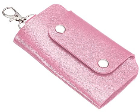 PATIKIL Clé Boîtier Couverture, 1 Paquet PU Cuir Porte-clé Support Clé Pochetteavec 6 Porte-clés pour Clé Suspendu, Rose