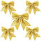 Aurasky Schleifen Weihnachten Gold, 5 Stück Weihnachtsbaum Schleifen Gold, Weihnachtsschleifen Grosse, Christmas Glitter Bows, Geschenk Weihnachtsdeko Schleifes 24&18cm