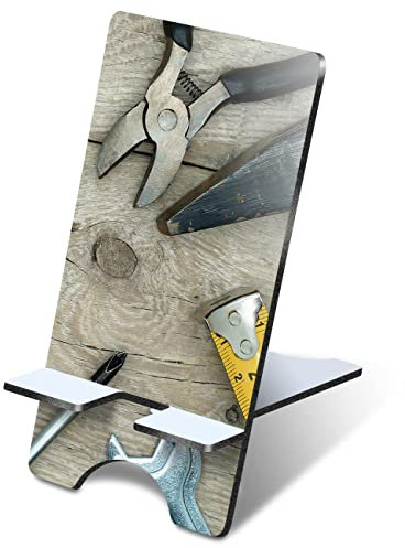 Destination Vinyl Ltd 1 x 3mm MDF Mobile Phone Stand - Tools Spanner Hammer Handyman Wooden Stand Holder for Mobile Phone, Smartphone #16454