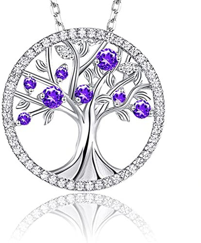 Collier Femme Arbre de Vie Pendentif Bijoux, Collier Arbre de Vie en Argent Sterling 925, Collier Arbre de Vie en Zirconium Vert, Avec Boîte Cadeau, Collier Arbre de Vie Femme, Pendentif Arbre de Vie