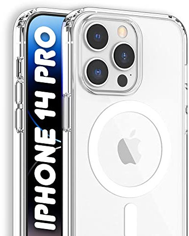 Cover Magnetica per iPhone 14 Pro compatibile con MagSafe Trasparente - Custodia Magnetica per iPhone 14 Pro in PC+TPU compatibile con Ricarica Wireless - Cover Morbida Antiurto con Bordi Rialzati
