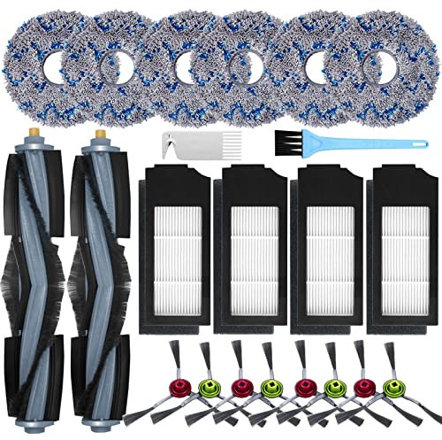 AiLomey Accessoires pour Ecovacs Deebot X1 Omni / X1 e Omni / X1 Turbo Aspirateur, 2 Brosse principale, 8 Brosses Latérales, 6 Serpillière, 4 Filtres, 2 Brosse de Nettoyage