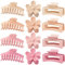 Lot de 12 grandes pinces à cheveux en forme de fleur pour cheveux fins, grand carré mat, forte tenue pour cheveux épais, 3 styles de pinces à cheveux pour femme, couleurs roses