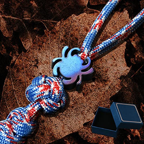 Titanium Paracord Lanyards: 550 Paracord | TC4 EDC Lanyard with Spider Shape Knife Beads for Keychain, DIY with Parachute Cord