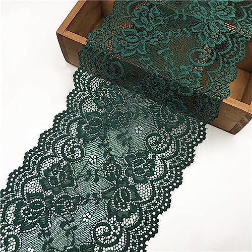 3 Yards 15 cm Breite Vintage Spitzenband, Spitzenbordüre Spitzenborte Zierband Dekoband Spitzenstoff Spitzenbesatz HäKelband Lace Textilborte WäSchespitze Spitzen Bänder zum Nähen, DIY Basteln(Grün)