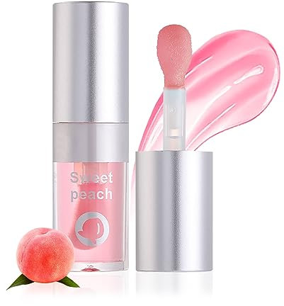 U-Shinein Lip Oil, Botanical Herbs Lip Glow Oil, Non-stick Cup Lip Gloss, Fruit Transparent Lip Stain, Hydrating & Moisturizing Lip Plumper Oil For Dry Lips, Lip Oil Gloss For Lip Care, 05 Peach