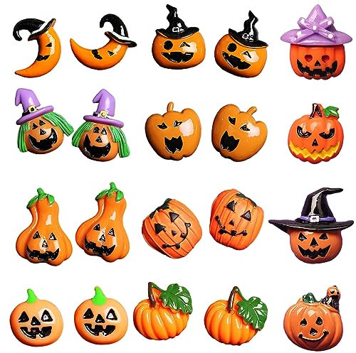 DabbOo 20 Pezzi Ornamenti in Resina di Zucca di Halloween, Rifornimenti del Fumetto della Zucca di Halloween, Adatti per Decorazioni di Zucca, Decorazioni per Telefoni Fai-da-Te E Altri Mestieri