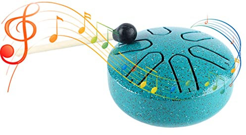 Zungentrommel, Handpan, Stahltrommel, Professionelles Mini-6-Noten-Sorglos-Hand-Pan-Drum-Percussion-Instrument mit Trommelstock (Grün)