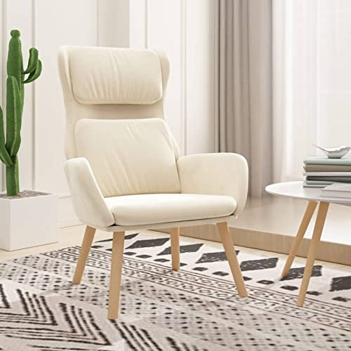 Homgoday Relaxsessel Fernsehsessel Ruhesessel Loungesessel TV-Sessel Schlafsessel Sessel Einzelsofa Lesesessel Einzelliegesessel für Schlafzimmer Wohnzimmer Cremeweiß Samt